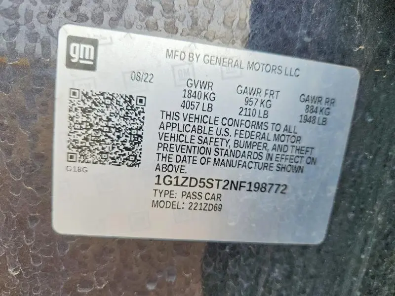 2022 CHEVROLET MALIBU LT  