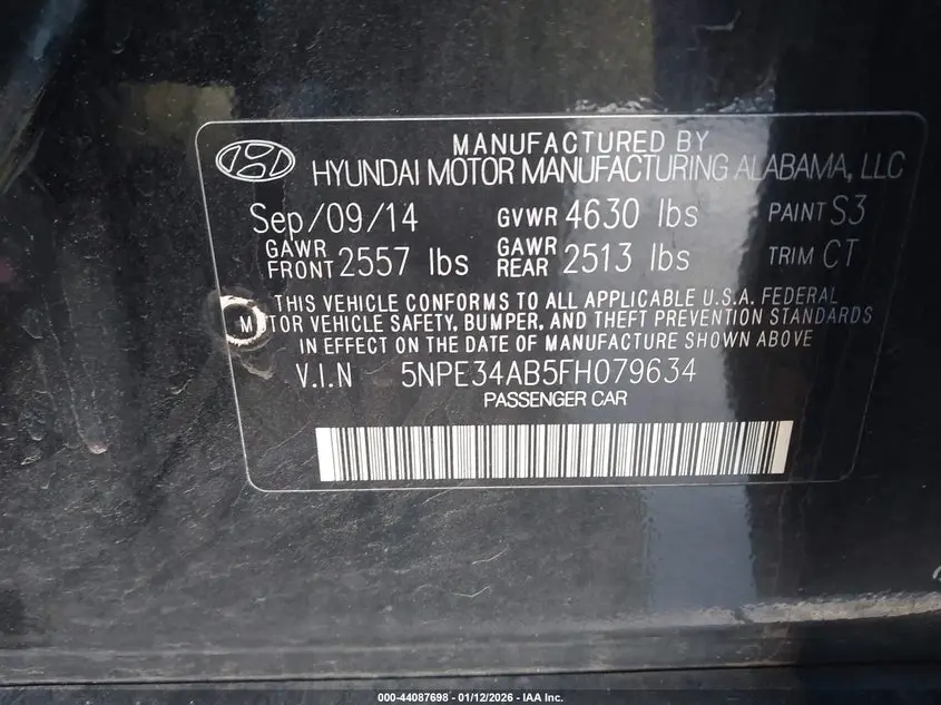 2015 HYUNDAI SONATA SPORT 2.0T