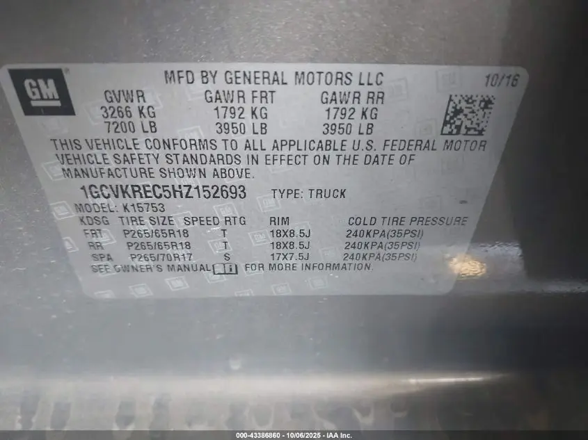 2017 CHEVROLET SILVERADO 1500 2LT