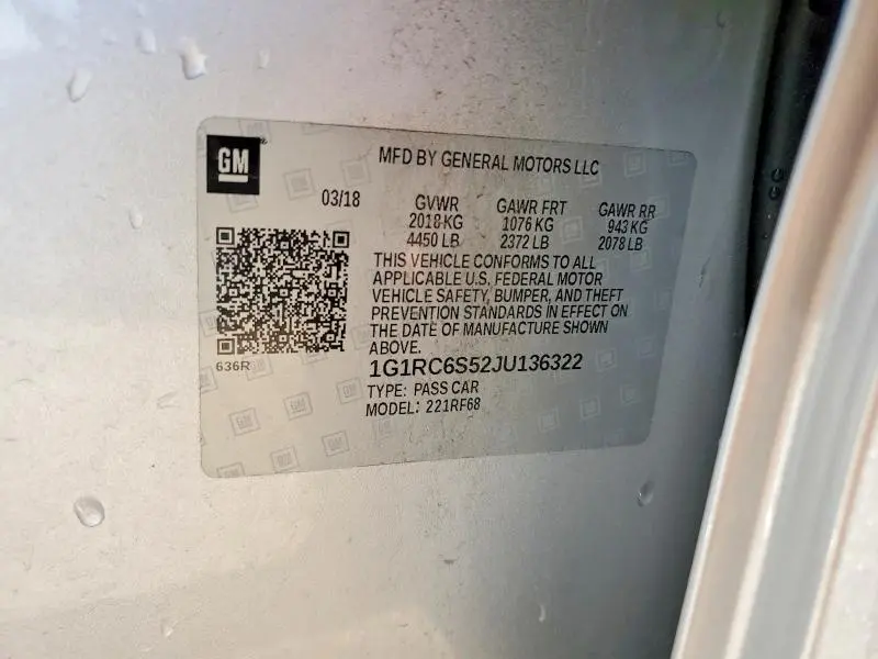 2018 CHEVROLET VOLT LT  
