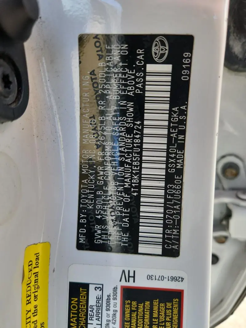 2015 TOYOTA AVALON XLE  