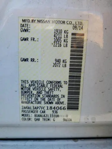 2015 NISSAN ALTIMA 2.5  