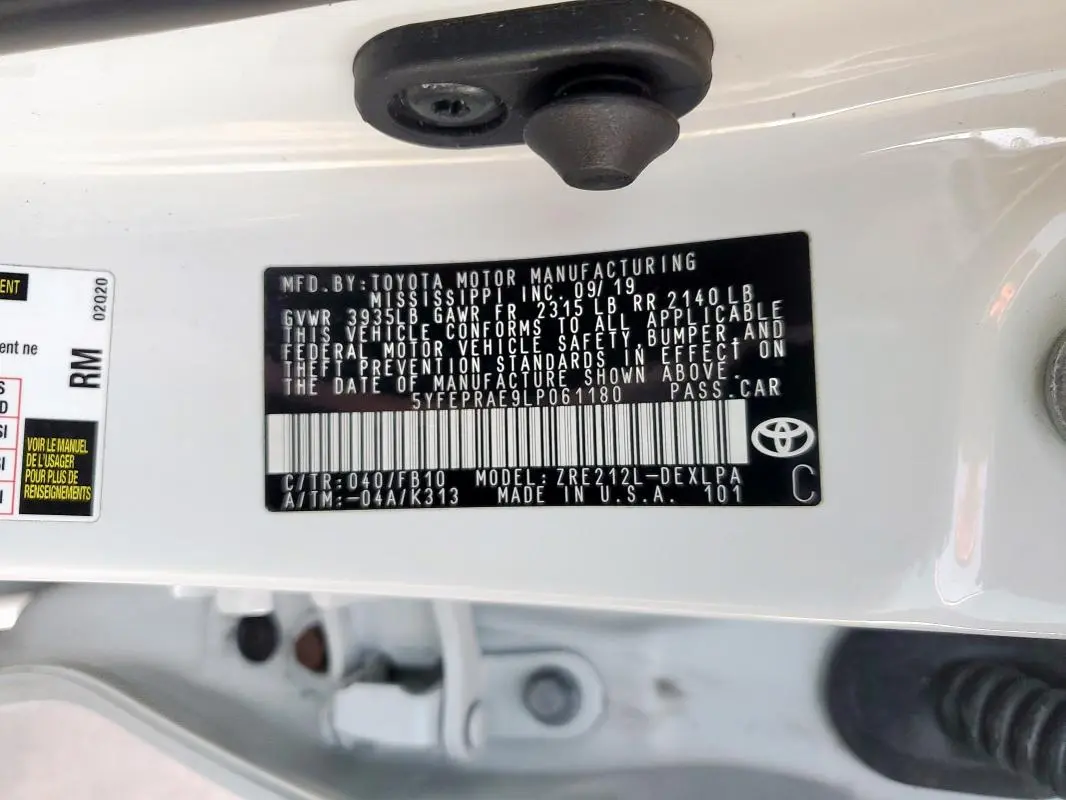 2020 TOYOTA COROLLA LE