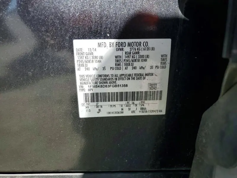 2015 FORD EXPLORER XLT  