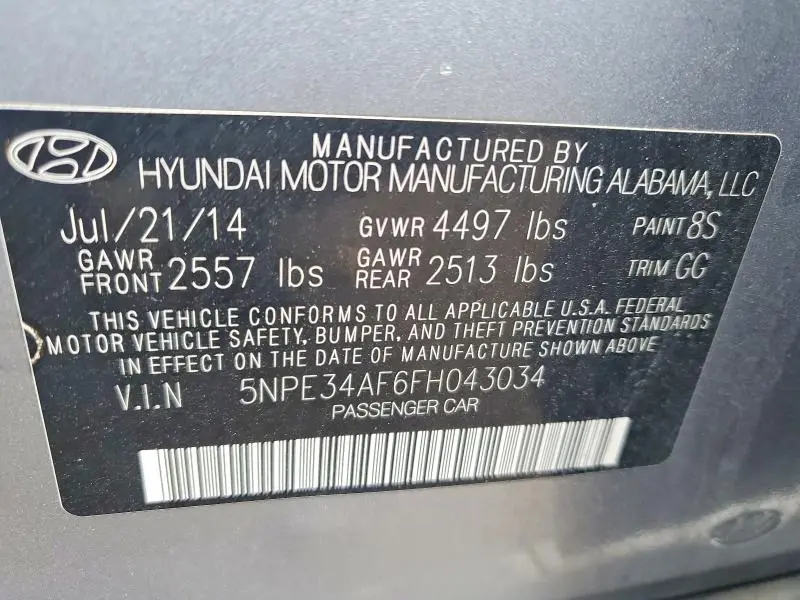 2015 HYUNDAI SONATA LIMITED  