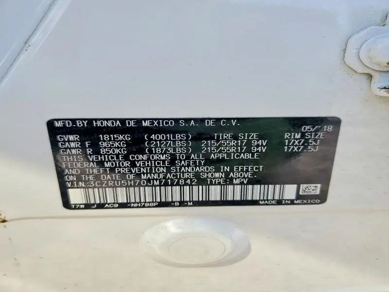 2018 HONDA HR-V EXL  