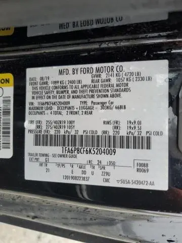 2019 FORD MUSTANG GT  