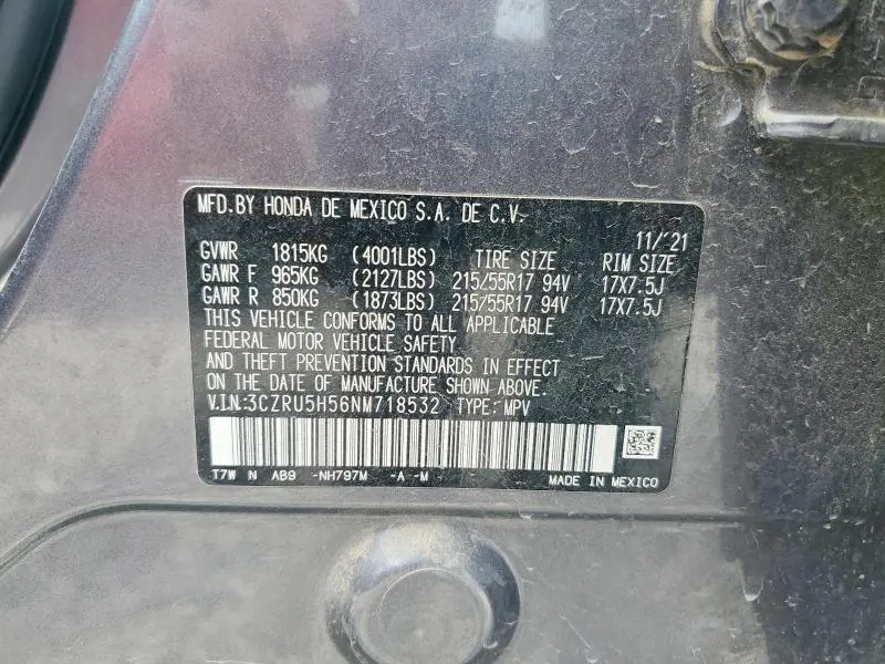 2022 HONDA HR-V EX  