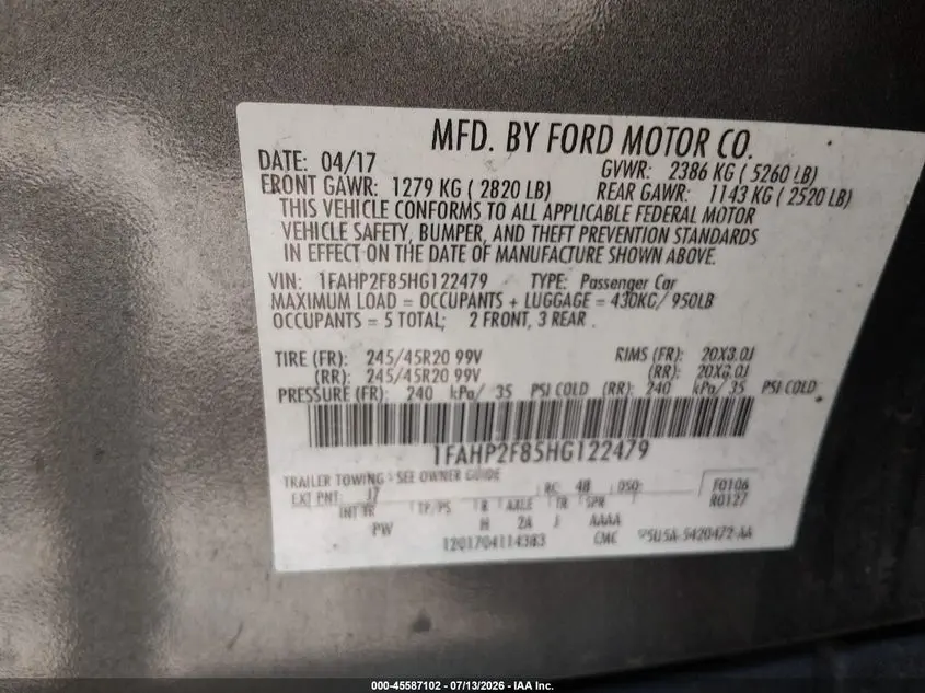 2017 FORD TAURUS LIMITED
