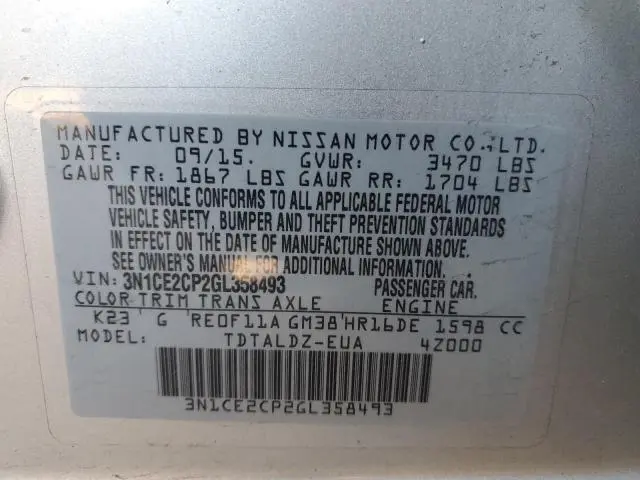 2016 NISSAN VERSA NOTE S