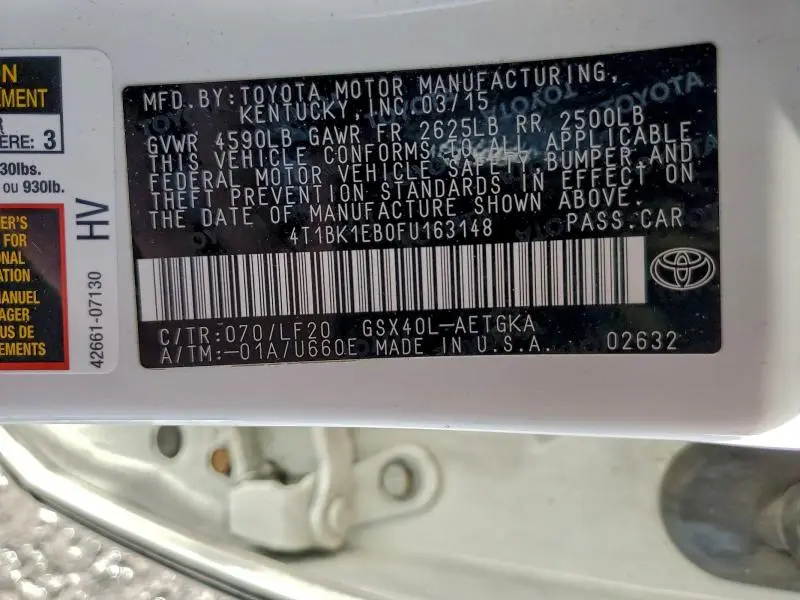 2015 TOYOTA AVALON XLE  