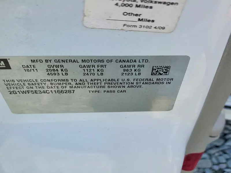 2012 CHEVROLET IMPALA LS  