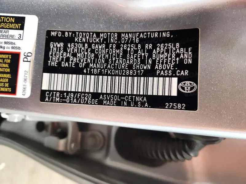 2017 TOYOTA CAMRY LE  