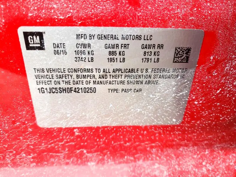 2015 CHEVROLET SONIC LT  