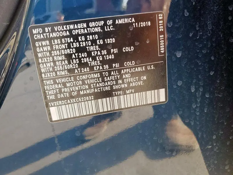 2019 VOLKSWAGEN ATLAS SEL  