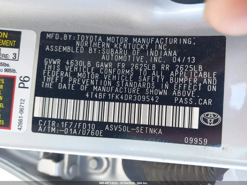 2013 TOYOTA CAMRY LE