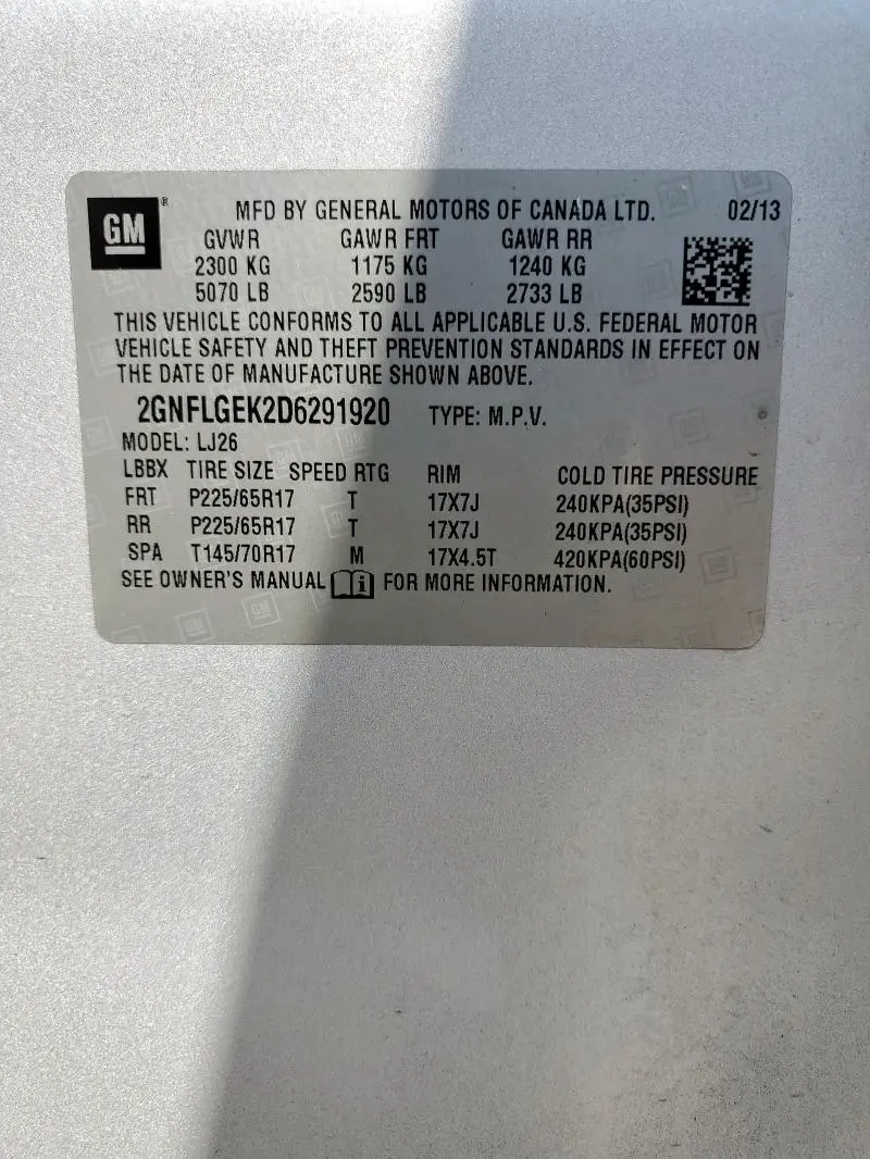 2013 CHEVROLET EQUINOX LTZ  
