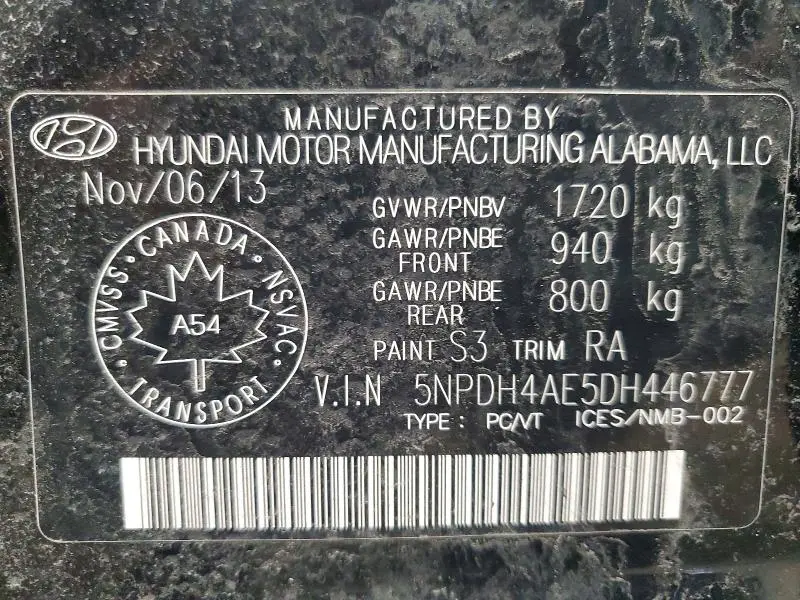 2013 HYUNDAI ELANTRA GLS  