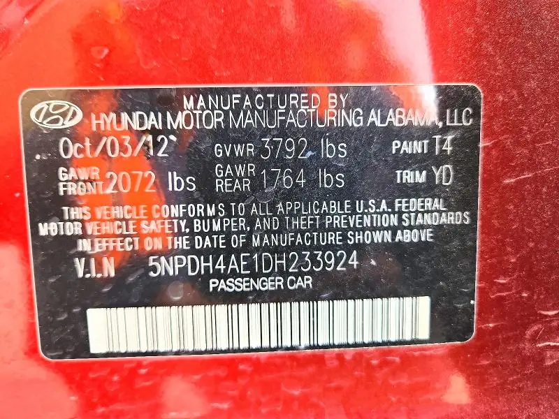 2013 HYUNDAI ELANTRA GLS  