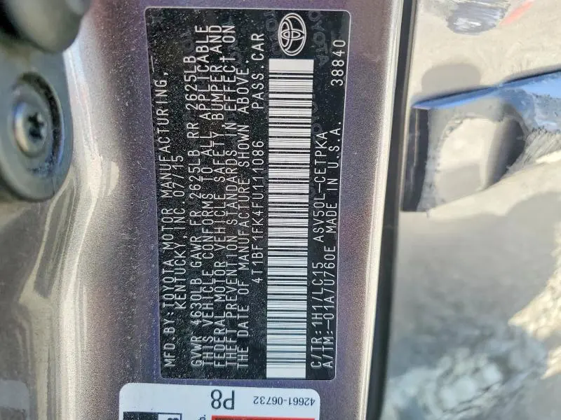 2015 TOYOTA CAMRY XSE  