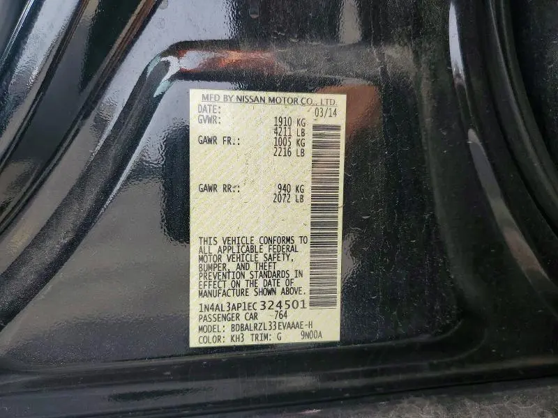 2014 NISSAN ALTIMA 2.5 S  