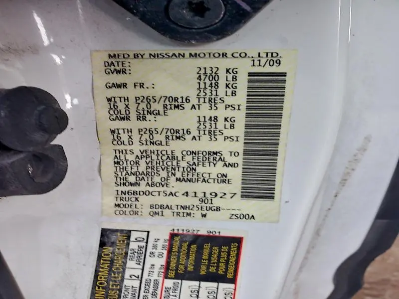 2010 NISSAN FRONTIER KING CAB SE  