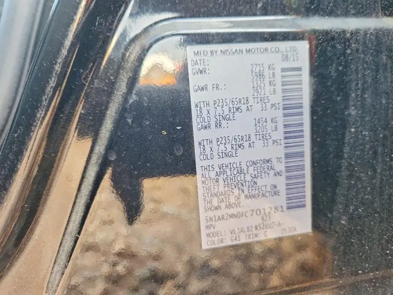 2015 NISSAN PATHFINDER S  