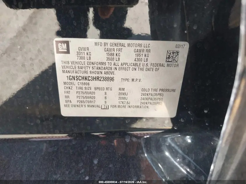 2017 CHEVROLET SUBURBAN LT