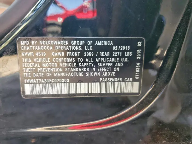 2015 VOLKSWAGEN PASSAT S  