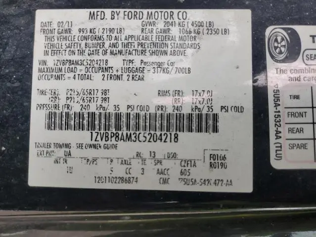 2012 FORD MUSTANG