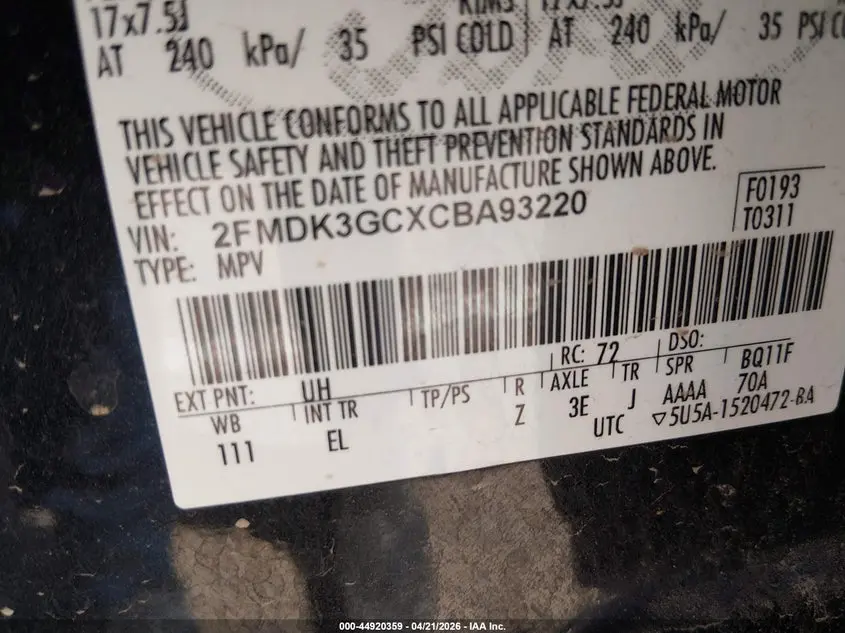 2012 FORD EDGE SE