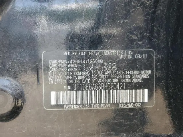 2011 SUBARU IMPREZA 2.5I  