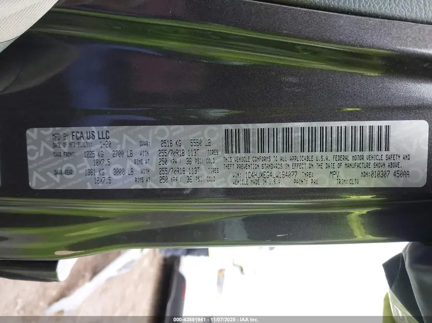 2020 JEEP WRANGLER UNLIMITED SAHARA 4X4