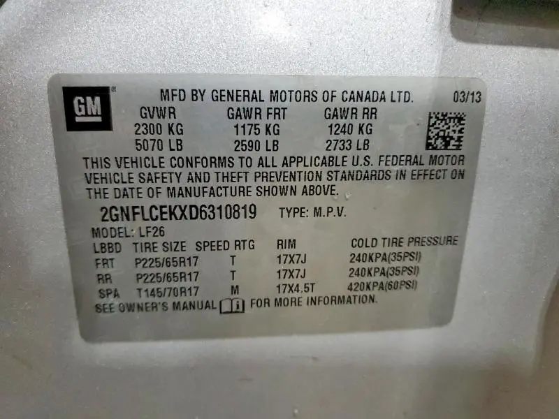 2013 CHEVROLET EQUINOX LS  