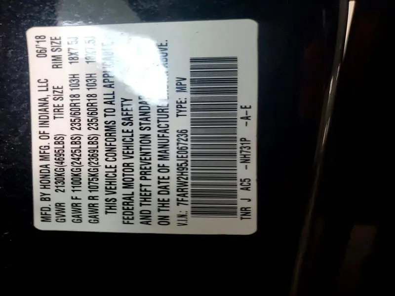 2018 HONDA CR-V TOURING  