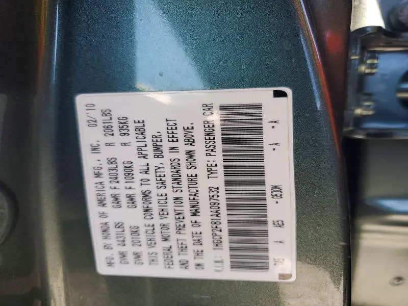 2010 HONDA ACCORD EXL  
