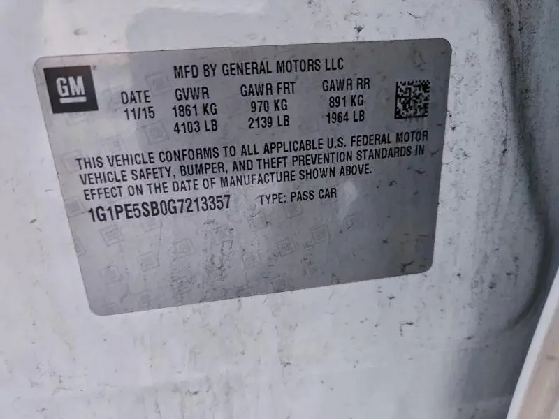 2016 CHEVROLET CRUZE LIMITED LT  