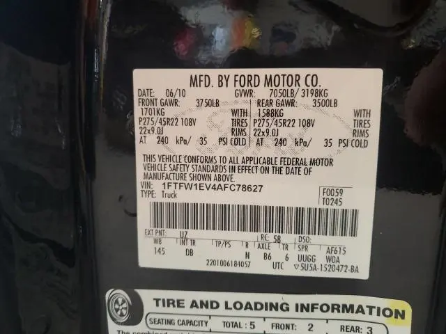 2010 FORD F150 SUPERCREW  