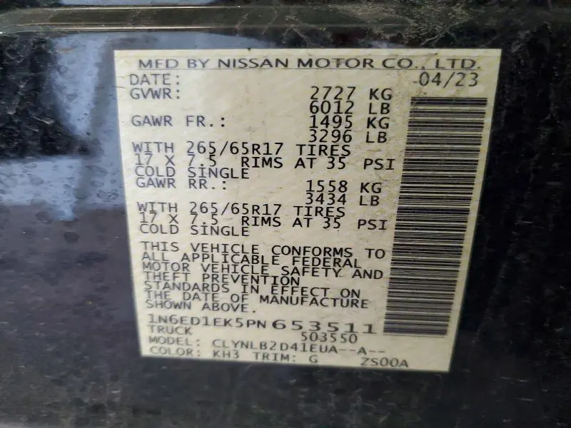 2023 NISSAN FRONTIER SV  