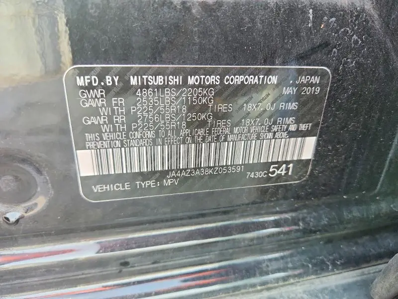 2019 MITSUBISHI OUTLANDER SE  
