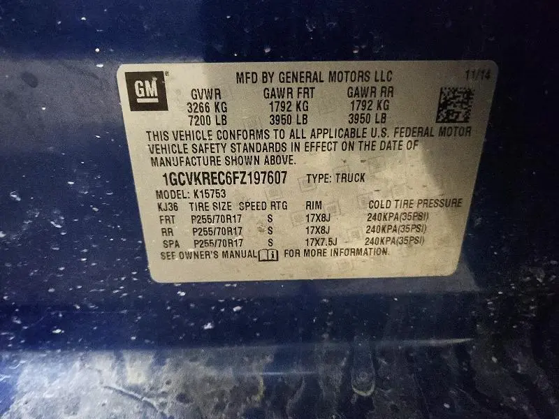 2015 CHEVROLET SILVERADO K1500 LT  