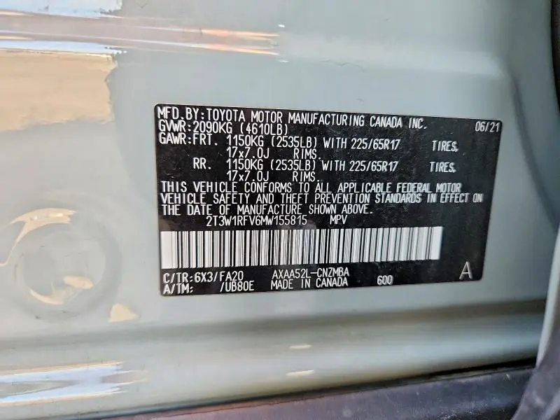 2021 TOYOTA RAV4 XLE  