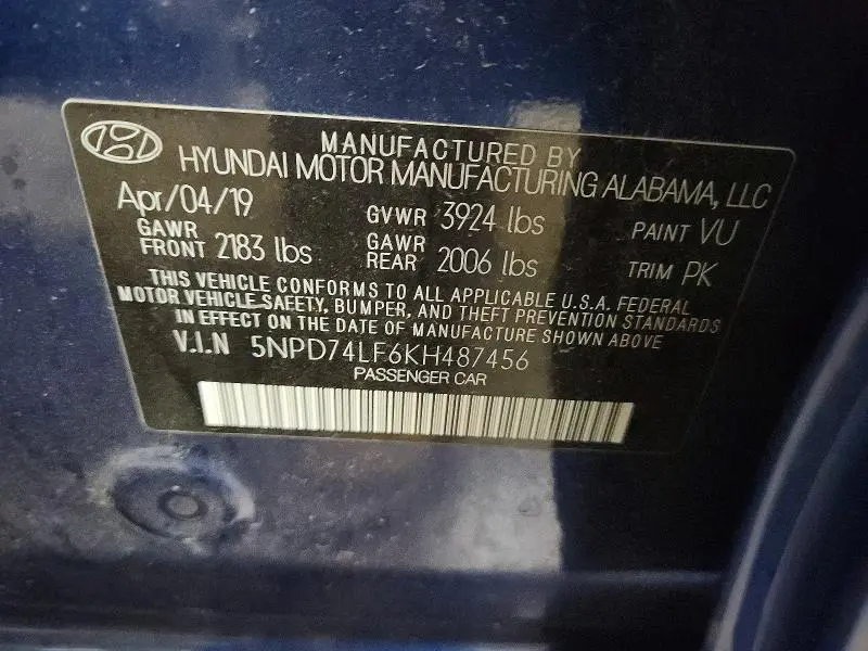 2019 HYUNDAI ELANTRA SE  