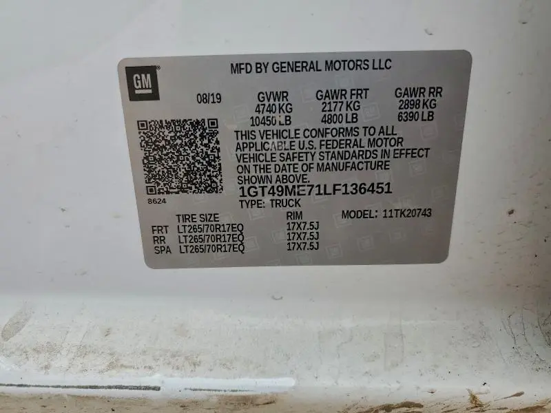 2020 GMC SIERRA K2500 SLE  