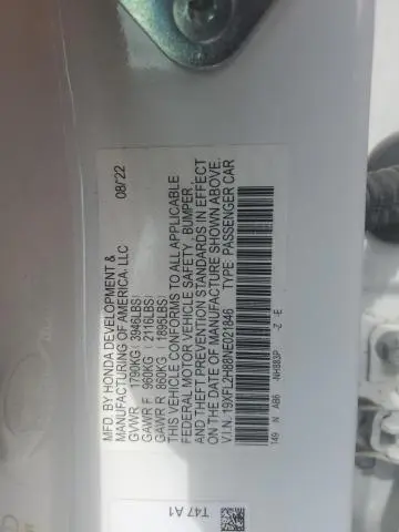 2022 HONDA CIVIC SPORT  