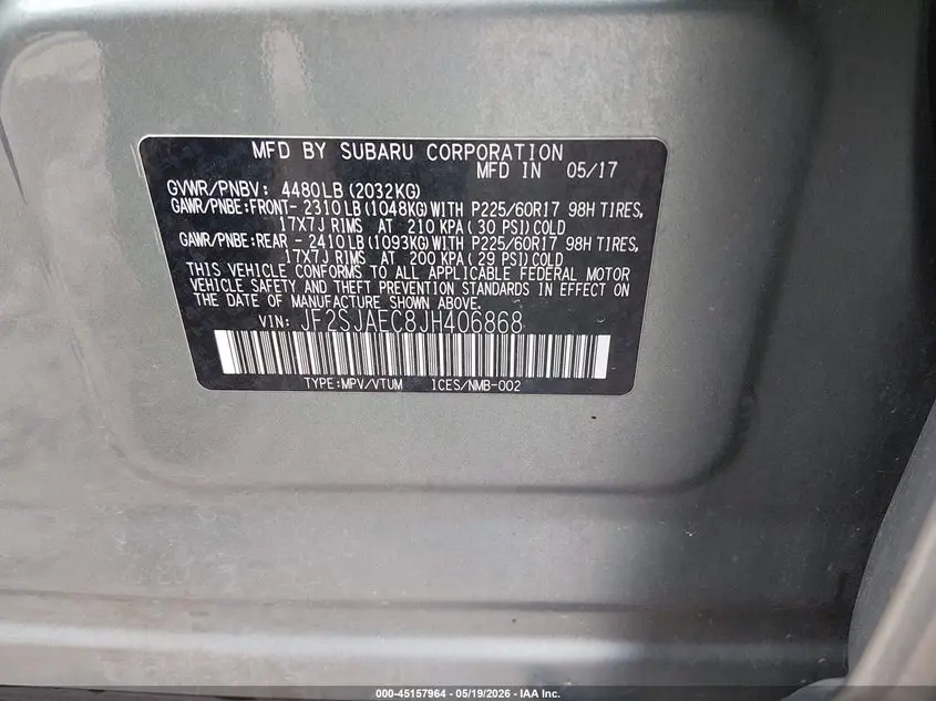 2018 SUBARU FORESTER 2.5I PREMIUM