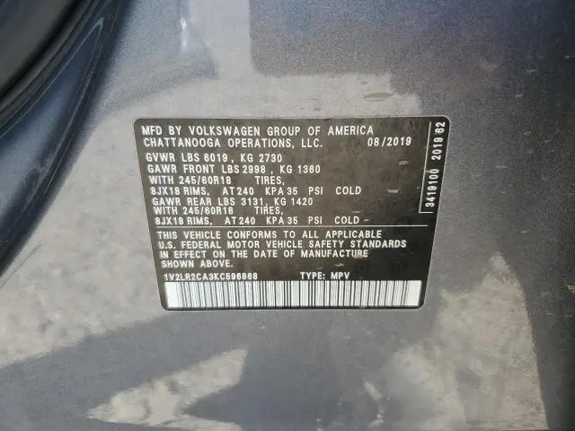 2019 VOLKSWAGEN ATLAS SE