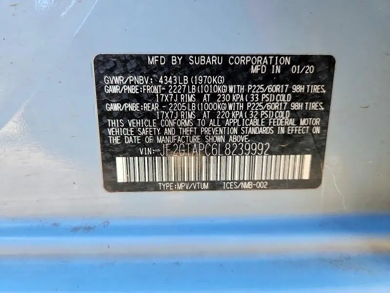 2020 SUBARU CROSSTREK PREMIUM  