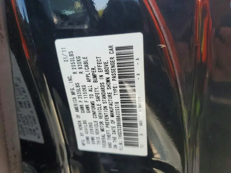 2011 HONDA ACCORD EXL  