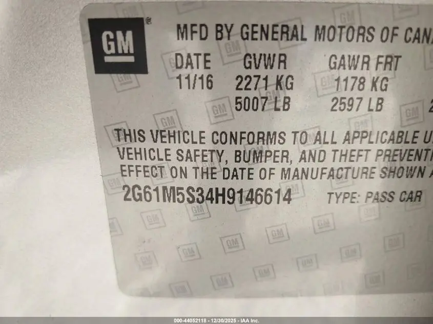 2017 CADILLAC XTS LUXURY